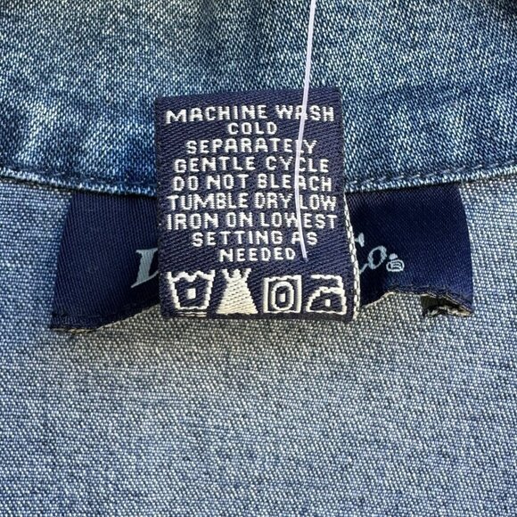 Denim & Co. Womens Denim Boho Floral Embroidered Lapel Blazer Jacket New Small - Picture 6 of 8